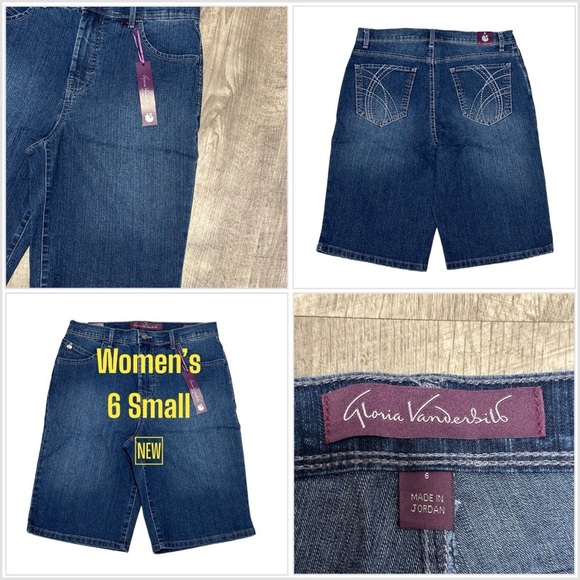 Women's Gloria Vanderbilt 6 Small Shorts Bermuda Jeans Navy Blue Spandex NWT - Picture 1 of 9
